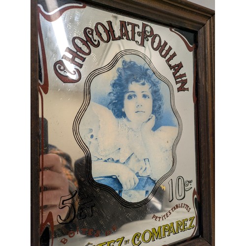 826 - A vintage mirrored advertisement - Chocolat poulain Goutez et Comparez