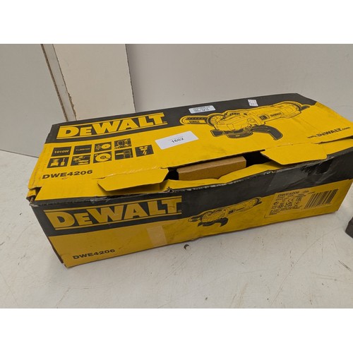 1602 - A DeWalt DWE4206 angle grinder in original box