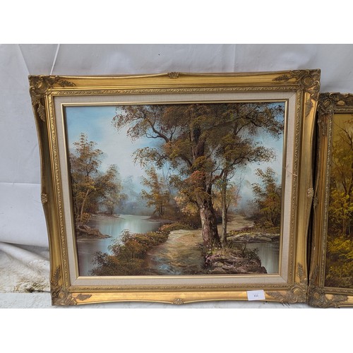 833 - A Pair of oil on canvas paintings of landscapes, both signed by the artists - Follman and Cafieri - ... 