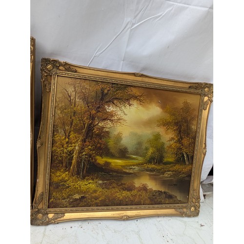 833 - A Pair of oil on canvas paintings of landscapes, both signed by the artists - Follman and Cafieri - ... 