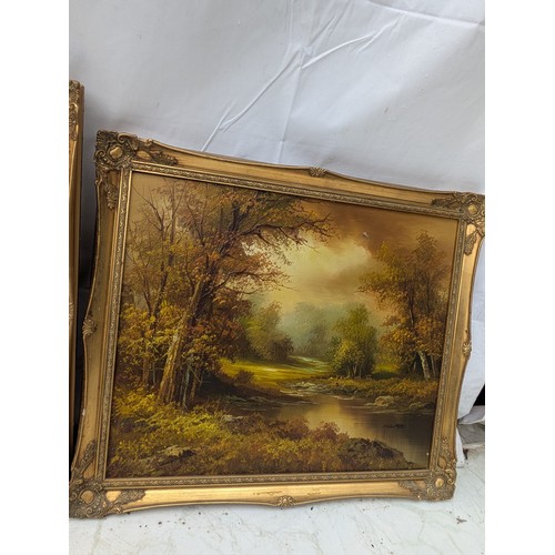 833 - A Pair of oil on canvas paintings of landscapes, both signed by the artists - Follman and Cafieri - ... 