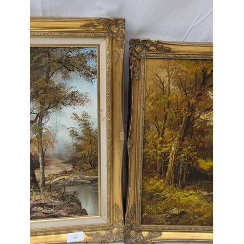 833 - A Pair of oil on canvas paintings of landscapes, both signed by the artists - Follman and Cafieri - ... 