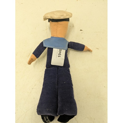 1946 - A Vintage M v Dunera naval officer sailer souvenir doll -handmade in England by Norah wellings