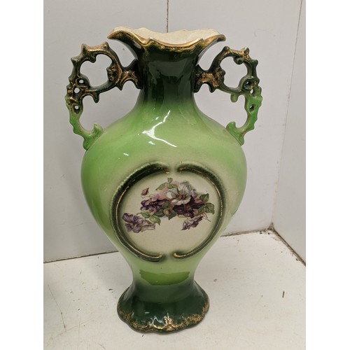 860 - A Pair of floral and French art-nouveau inspired vintage ceramic vases