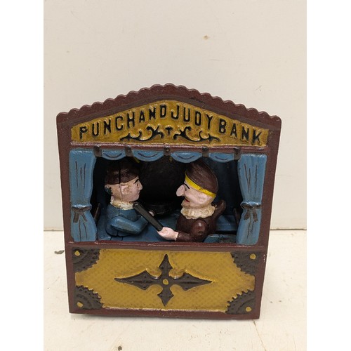 867 - A Charming Cast Iron Punch and Judy mechanical money box