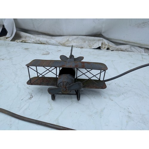 41 - A garden balancing biplane wind ornament