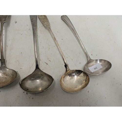 875 - A selection of 5 silver plated ladels