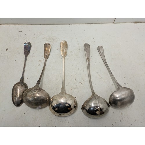 875 - A selection of 5 silver plated ladels