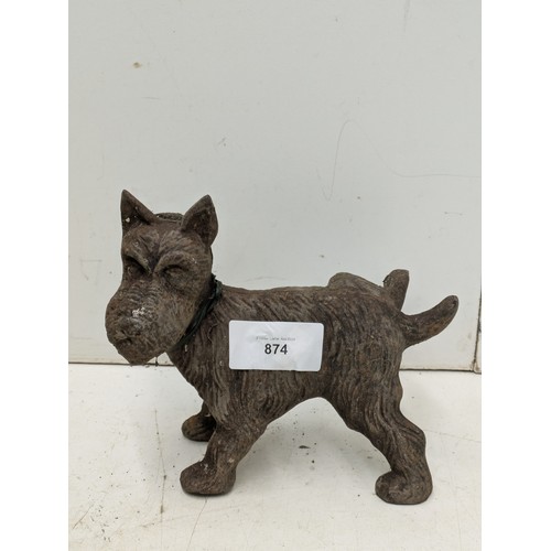 874 - A cast iron dog door stop