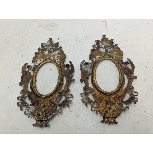 882 - A Pair of antique French brass picture frames