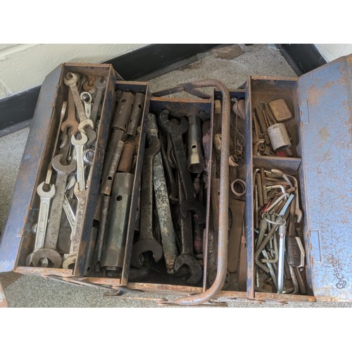 1700 - A Pair of Metal Toolboxes containing a large assortment of tools including spanners, wrenches, chise... 