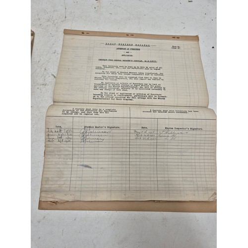 48 - Gwr inventory of furniture & appliances for Swansea station for 1931 also for 1935