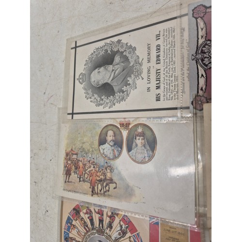 238 - In memoriam of Edward VII postcards together with several patriotic and coronation postcards