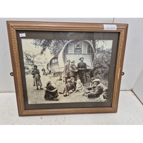 239 - Gypsies - A framed photograph Circa 1920s of family life