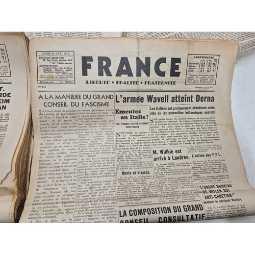 7 - World War II French newspapers produced in the UK - covering the 1940s for expatriot French refugees