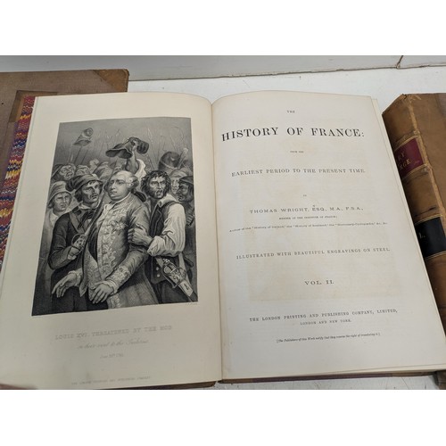 4 - The History of France in 3 Volumes by Thomas Wright.  Illustrated with engravings on steel.  Each vo... 