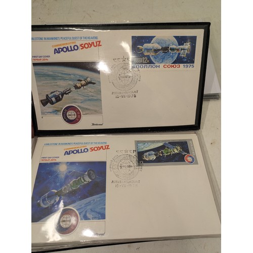 259 - Apollo Soyuz First day cover postcards together with Cutty Sark First day covers and Nelson victory ... 