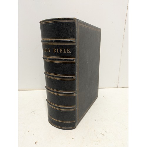 268 - A beautiful Mid Victorian guilt and dark brown leather Bible with the family history of the Bennetts... 