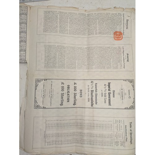 266 - Chinese Imperial government loan stock in Sterling bond at £100 each £500 In total