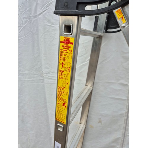 210 - An approximately 4 meter tall aluminium 2 tier ladder