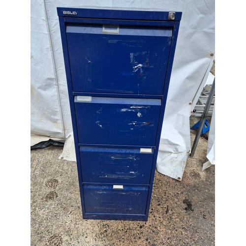 86 - A bisley 4 drawer storage metal storage unit with key