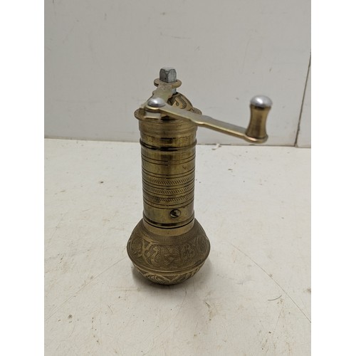 879 - A Turkish brass spice grinder