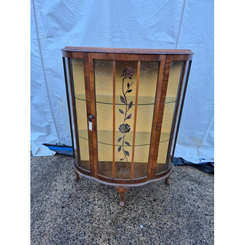 446 - A walnut vernier glass fronted display cabinet