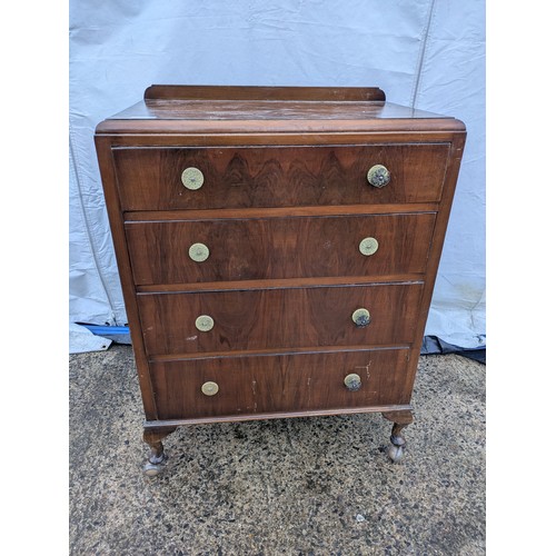 445 - A walnut vernier 4 drawer chest of drawers