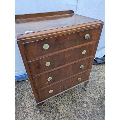 445 - A walnut vernier 4 drawer chest of drawers