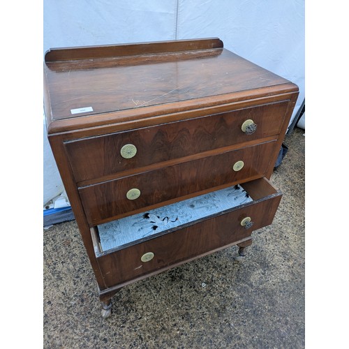 445 - A walnut vernier 4 drawer chest of drawers