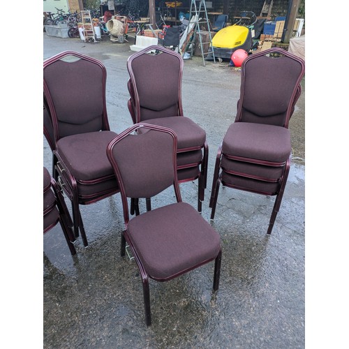 417 - A selection of 13 burgess banqueting chairs, each aluminium framed with interconnecting catches, and... 