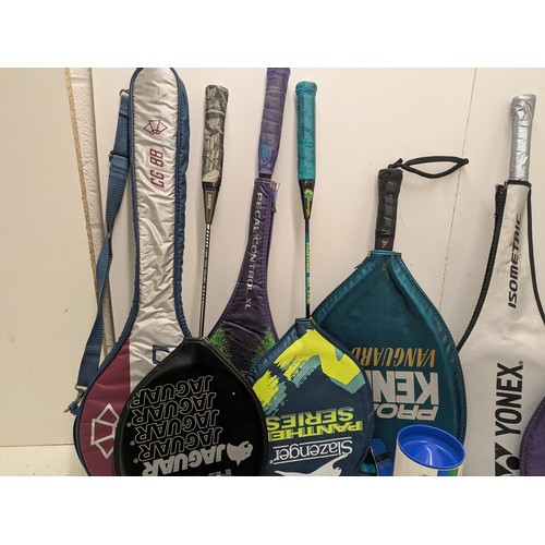 20 - A selection of rackets including tennis and badminton with brands such as yonex