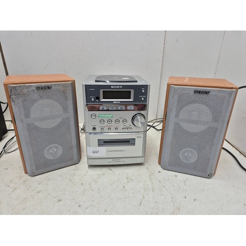 1217 - A Sony CMT-EP515 micro hifi component system - cassette, CD and radio - working