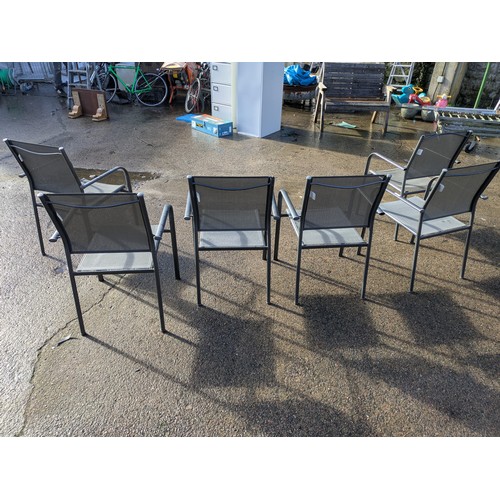 55 - A set of 6 grey garden chairs