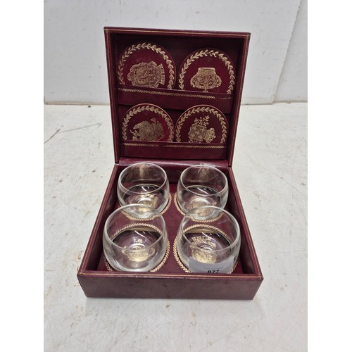 877 - A set of four glass tumblers and coasters by design philippa Sweden