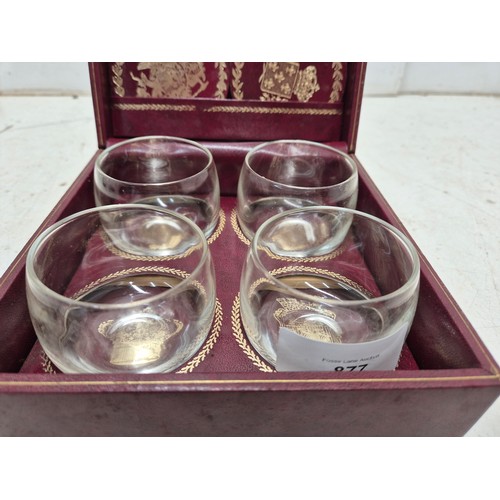 877 - A set of four glass tumblers and coasters by design philippa Sweden