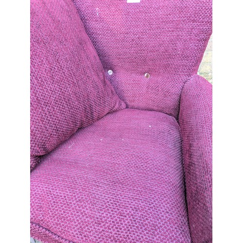 391 - A purple fabric upholstered armchair