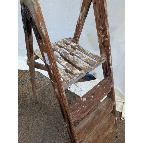 232 - A vintage pine folding ladder