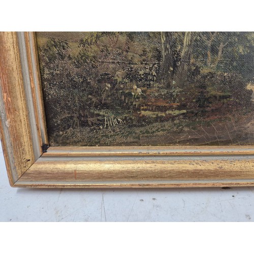 1044 - A Victorian oil on canvas painting of a woodland scene