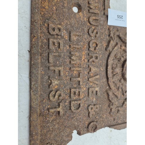 255 - A cast iron sign saying musgrave & Co. Limited Belfast