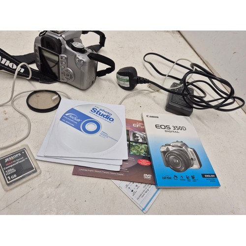 1455 - A Canon DS126071 digital camera with charger, battery, manuals and accessories - powers on