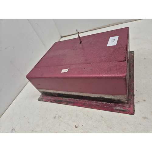 1722 - A heavy metal lockable safety box with key