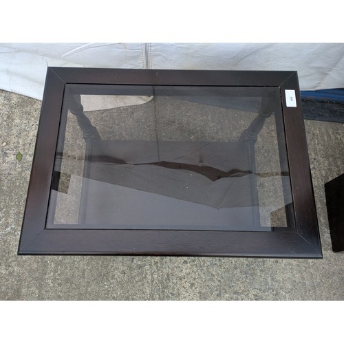 469 - A pine glass top coffee table