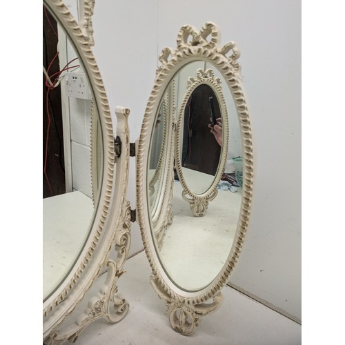 468 - An ornate 3 piece dressing mirror