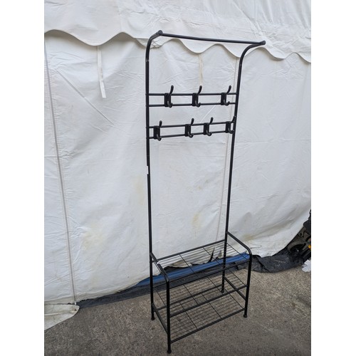 605 - A metal clothes and shoe rack