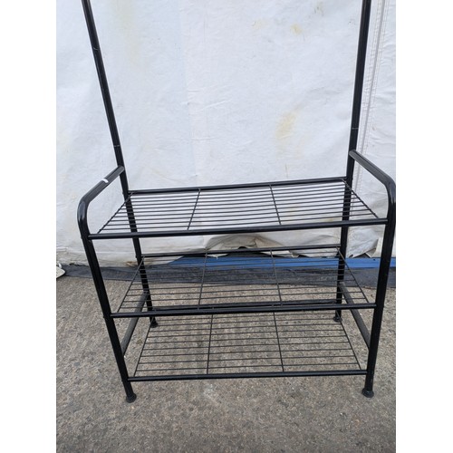 605 - A metal clothes and shoe rack