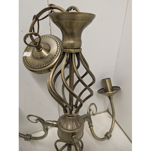 2012 - A pair of brass 3 branch chandelier