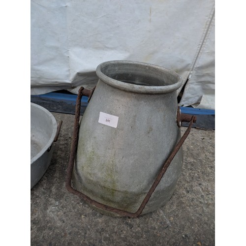 241 - A pair of vintage aluminium farmyard containers, to include a milk pail