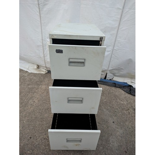 210 - Metal three draw filing cabinet