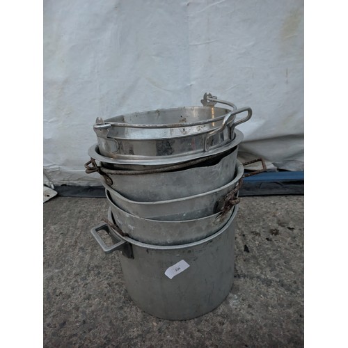 239 - Selection of various aluminium cooking pots